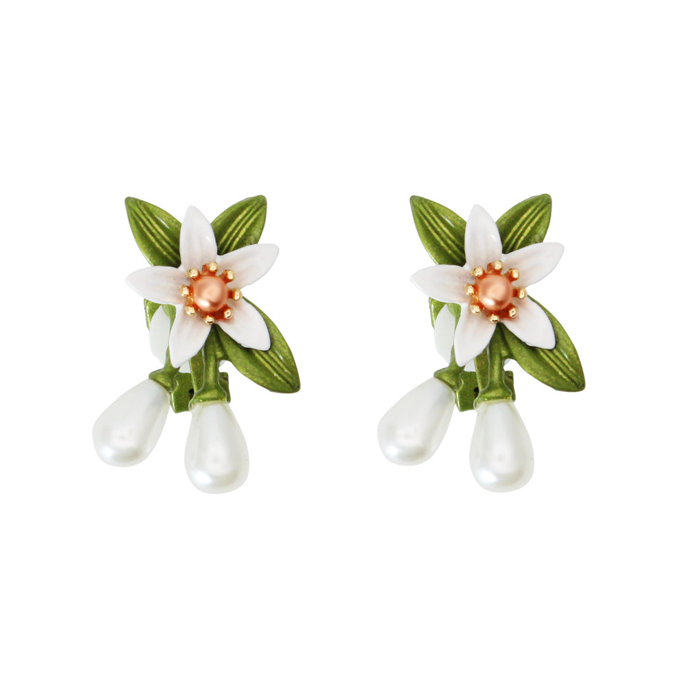 rolin原创小清新气质百合百合花花朵耳环女无耳洞耳环