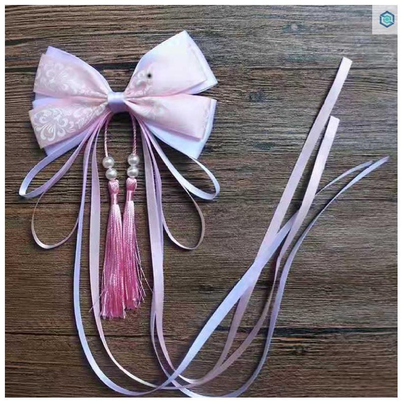 古风青花瓷蝴蝶结流苏飘带发饰复古中国国风汉服发饰