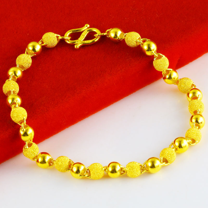 正品朋友饰品真金24k转运面光黄金金沙足金手饰