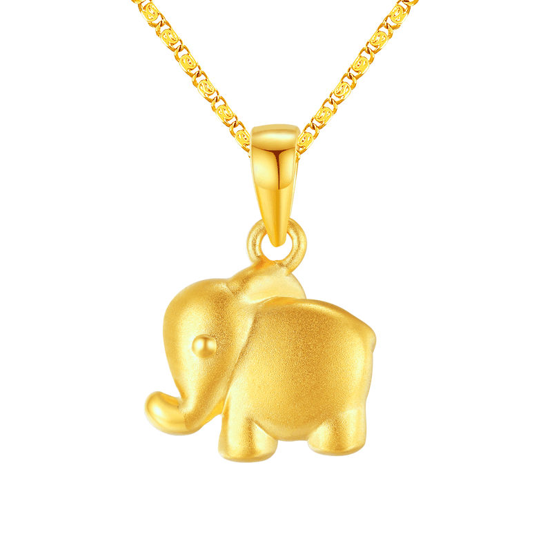 周福黄金吊坠足金小猫小黄鸭小象颈坠动物卡通其他