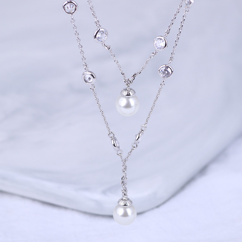 henribendel正品曼哈顿潮品双层幸运珍珠锆石项链项链