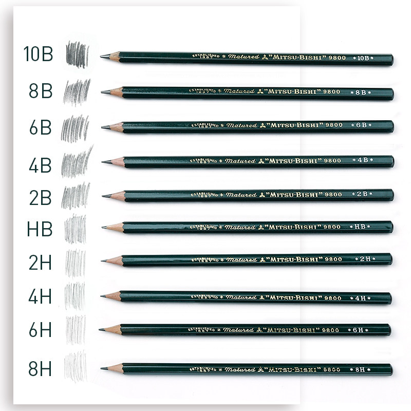 正品三菱铅笔9800 绘图素描铅笔 绘画三棱铅笔日本uni木头铅笔12支