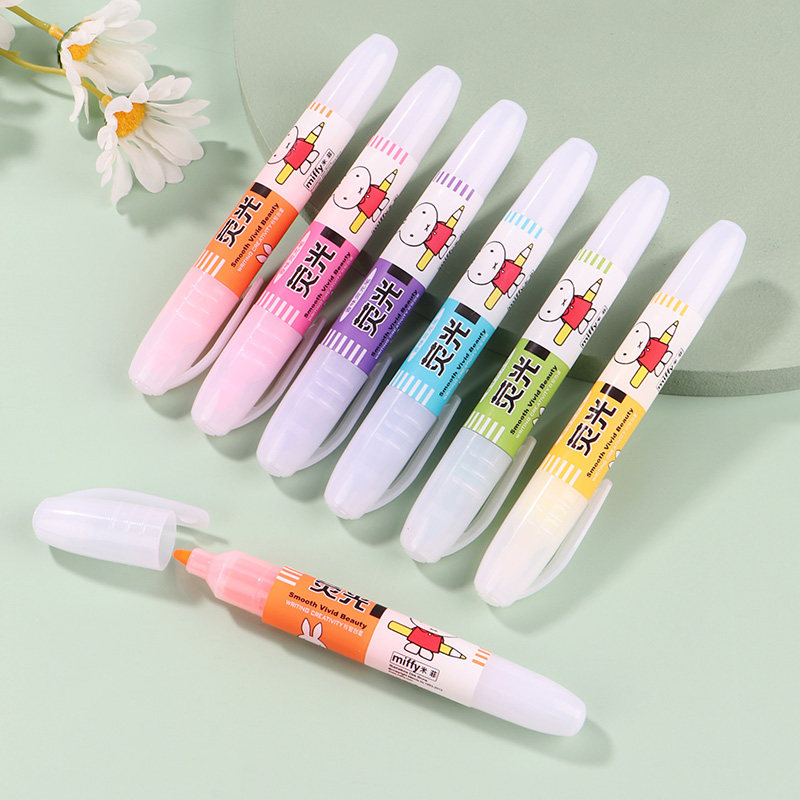 香味荧光笔6色荧光冬己学生一套糖果色晨光双头荧光笔