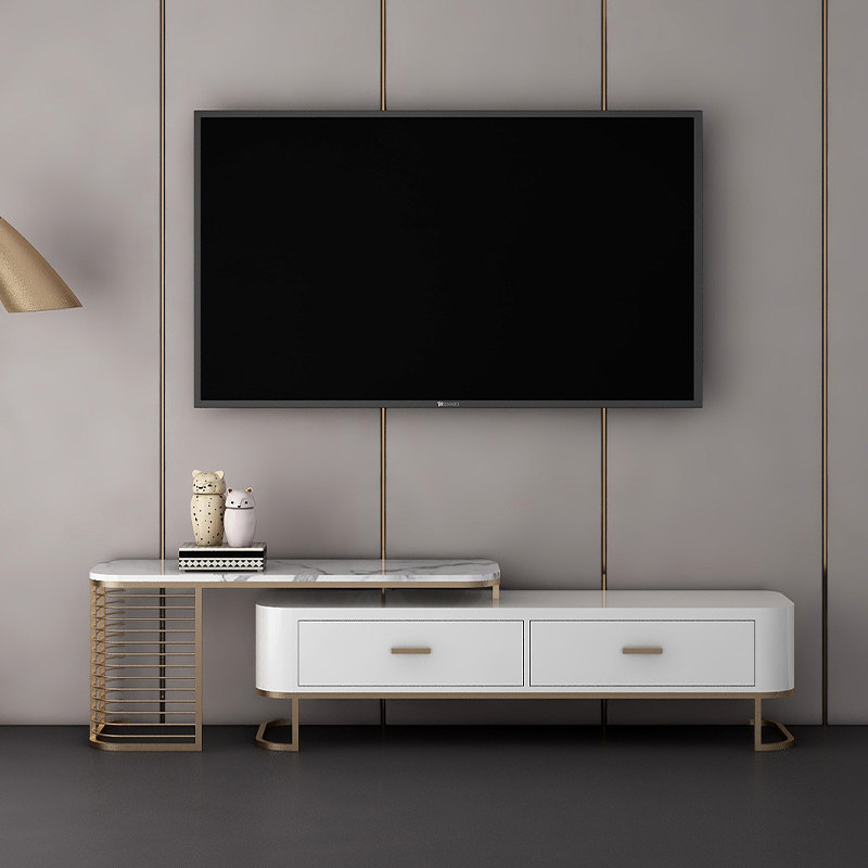 北欧简约现代轻奢大理石长方形伸缩多功能电视柜茶几电视柜