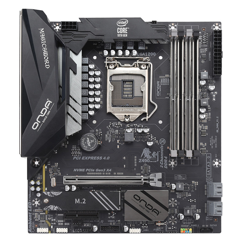 主板昂达z490魔剑电脑lga120010代处理器ddr4通道主板