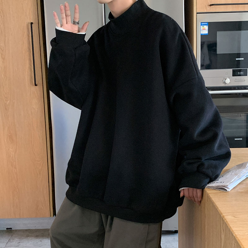 高领卫衣男春季超火ins情侣款潮牌外套韩版潮流宽松百搭纯色长袖