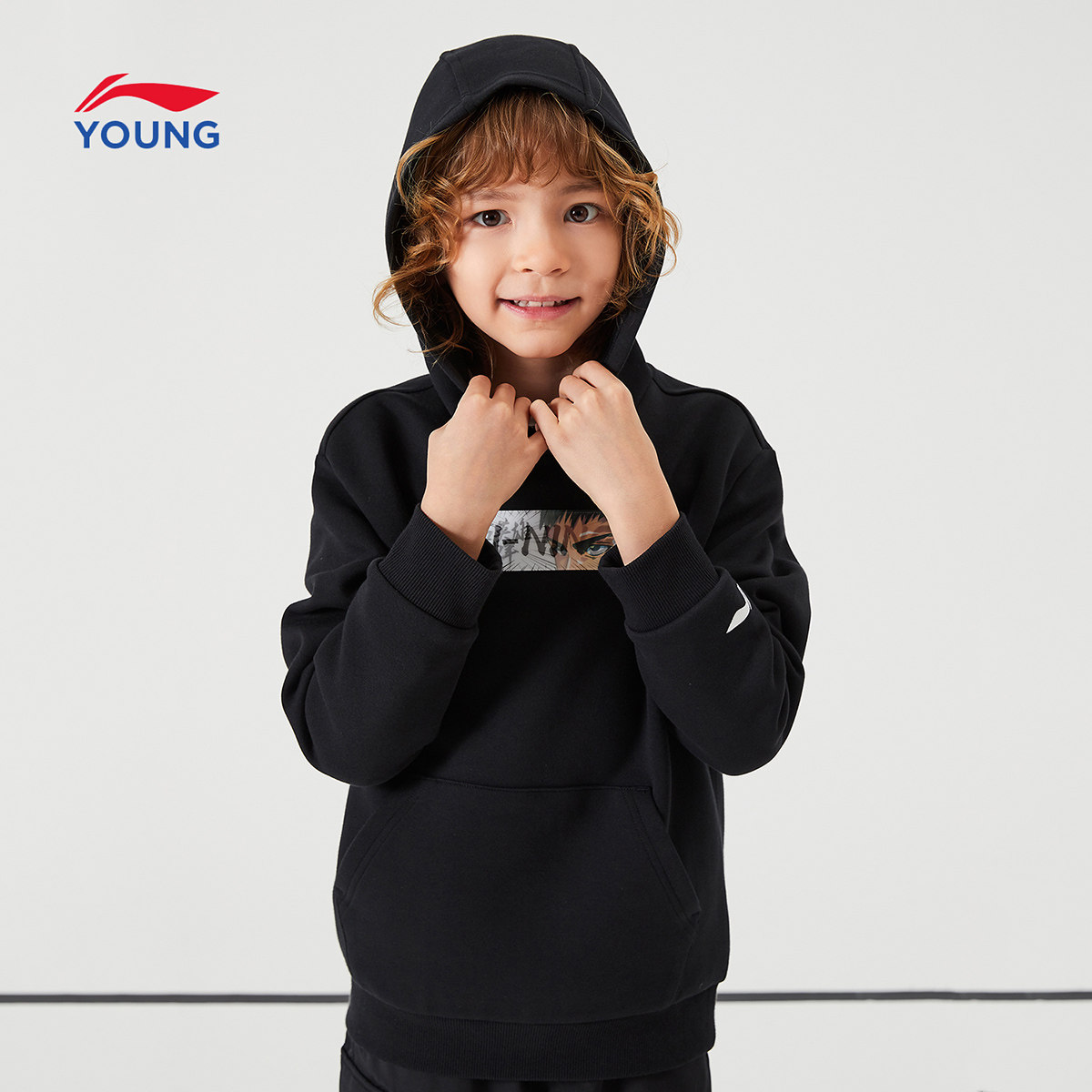 李宁童装儿童卫衣2021春季新款男大篮球系列卫衣