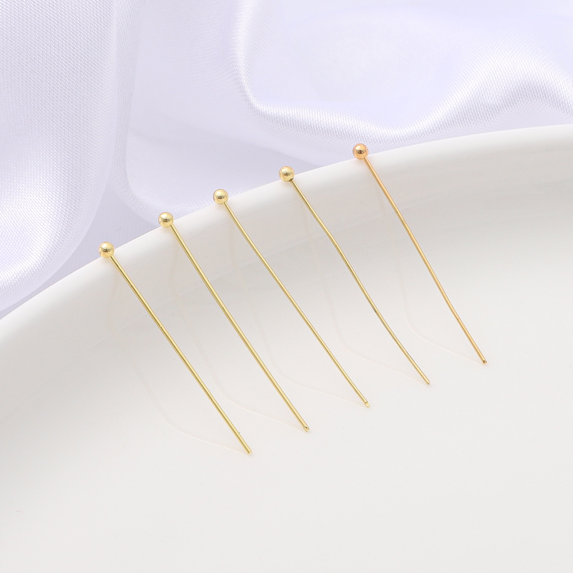 50根保色14k18k真金大头针球针圆头针手工diy手链针