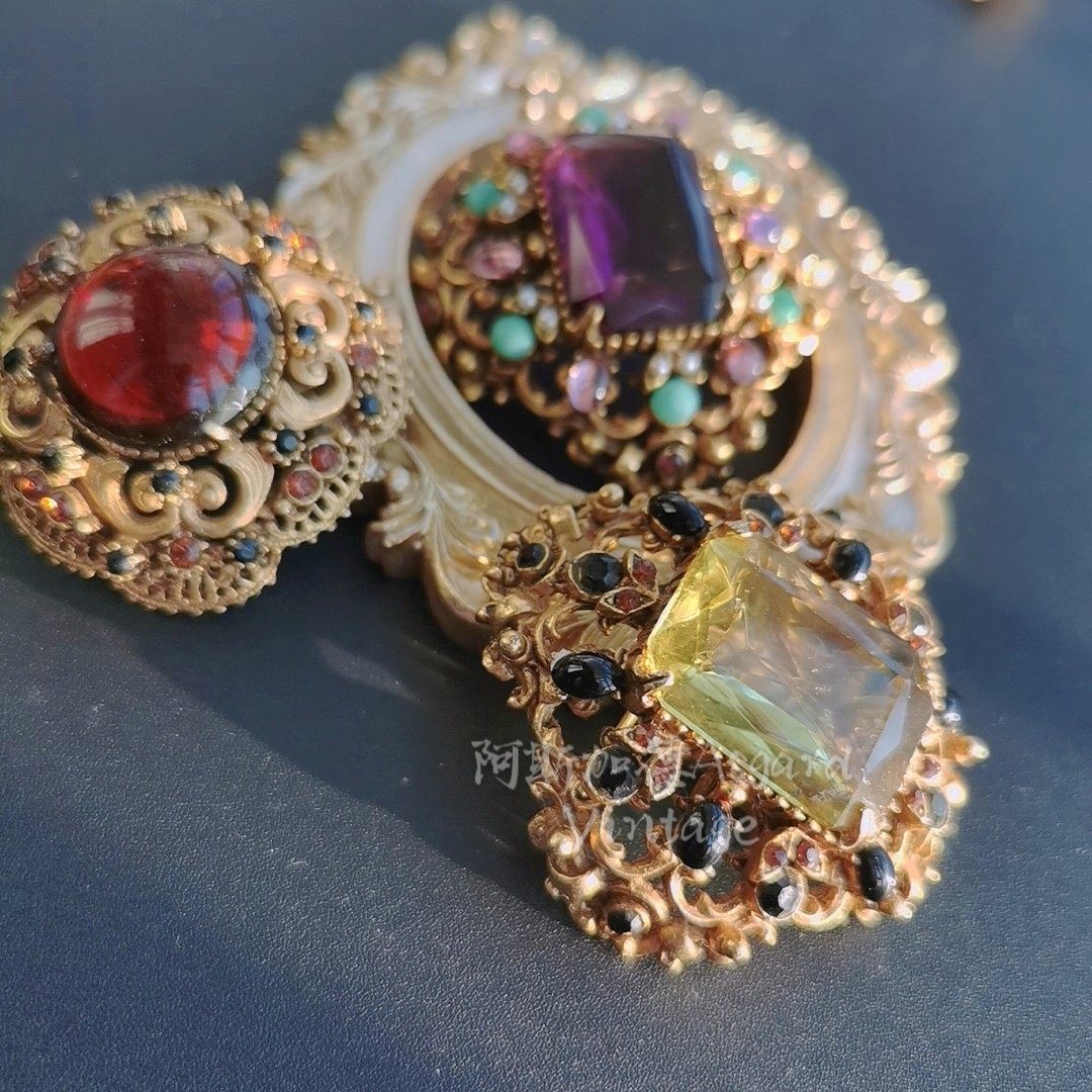 胸针florenza罕见莱茵石胸针宫廷彩宝asgardvintage古董胸针