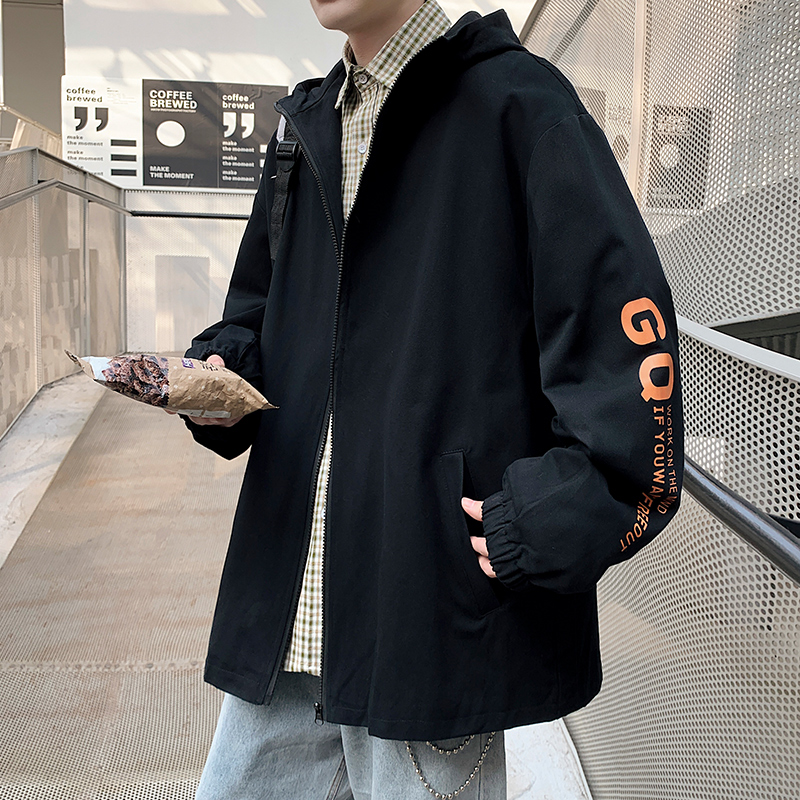 春秋季外套男潮牌ins港风夏季薄款夹克青少年大码胖子帅气上衣服