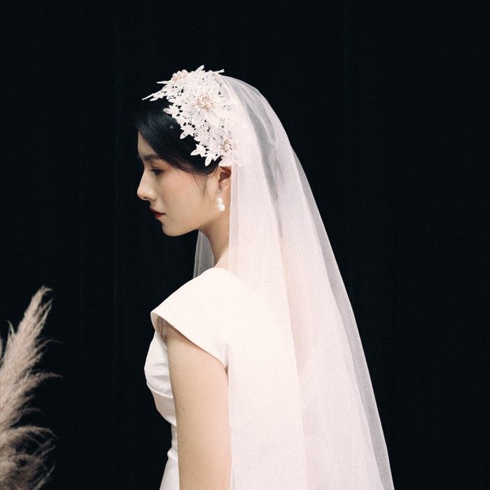 森系花环头纱新娘头饰2020年新款婚纱发饰花环写真摄影婚礼仙美