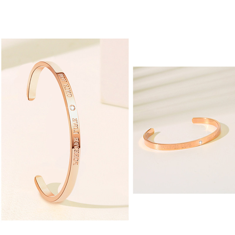 forever love钻石手镯女士简约时尚气质开口手镯闺蜜学生礼物饰品