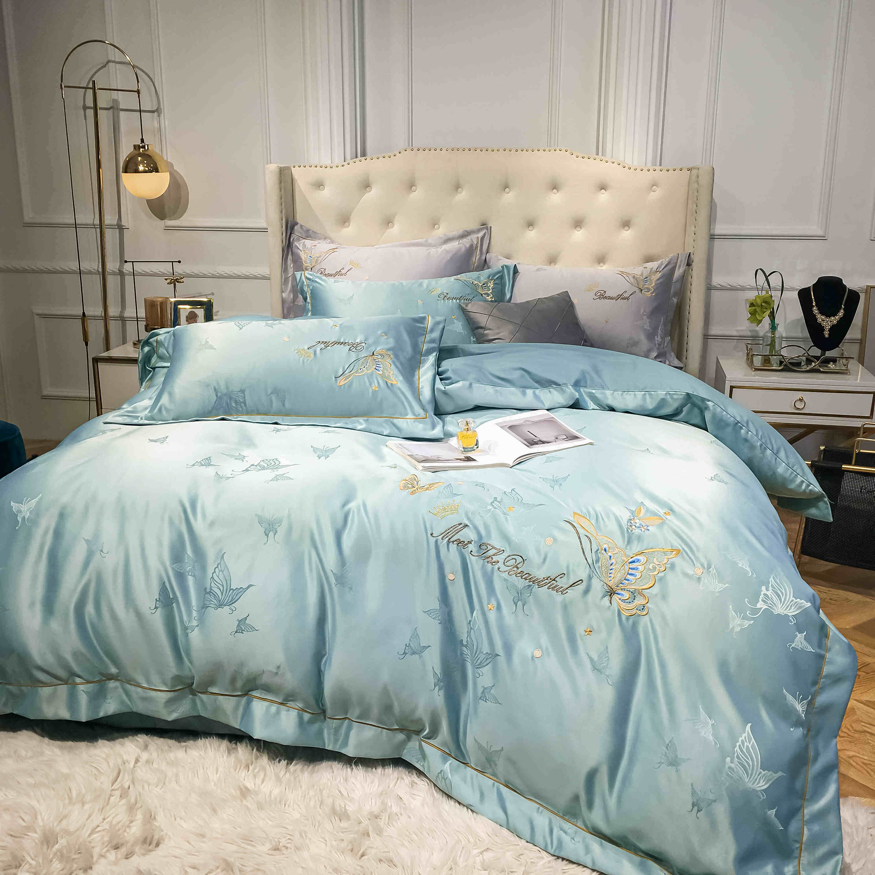 清仓提花件套四件斜纹纯棉棉贡处理长绒60支床品套件