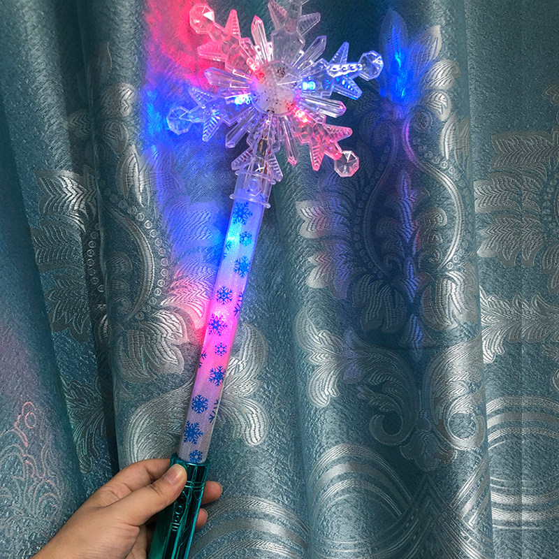 冰雪奇缘魔法棒雪花发光权杖爱莎公主小魔仙闪光发光玩具