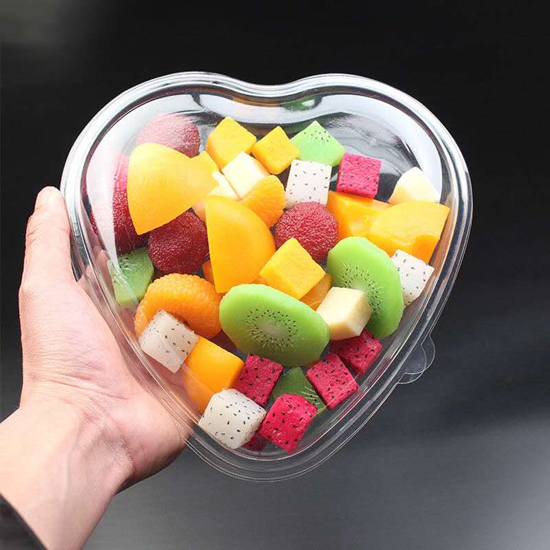 一次性水果透明心形塑料盒子圆形鲜果切创意果一次性餐盒