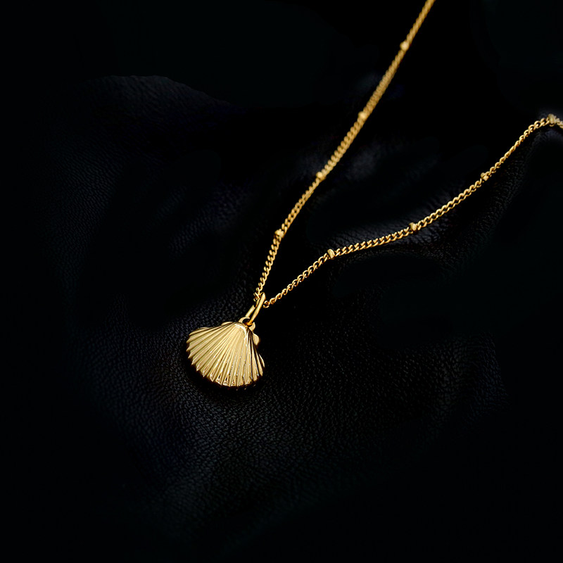 钛钢镀18k金贝壳项链小众设计时尚锁骨项链个性高级感复古网红潮