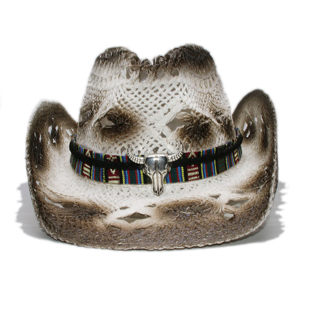 复古牛头皮带沙滩男女西部西部牛仔牛仔帽太阳帽遮阳帽帽子