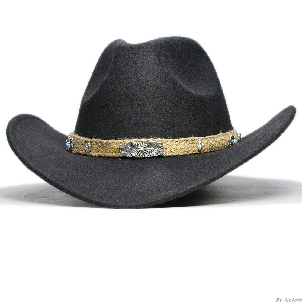 天蝎座蝎子春秋秋冬男女羊毛毛呢复古西部西部牛仔帽子