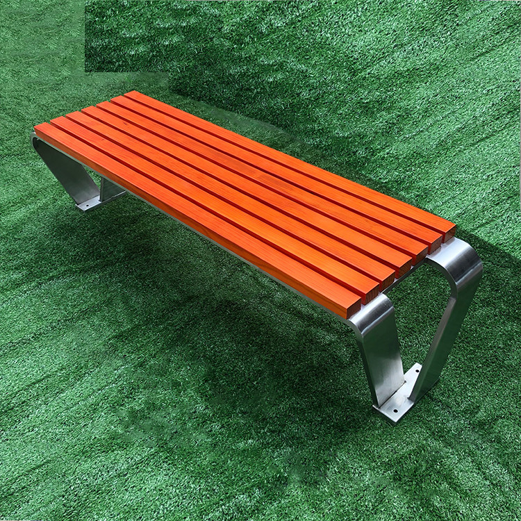 铁艺户外不锈钢公园椅 室外景观创意坐凳广场休闲座凳实木长椅 - 洪语