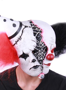 新款双头小丑乳胶道具万圣节面具