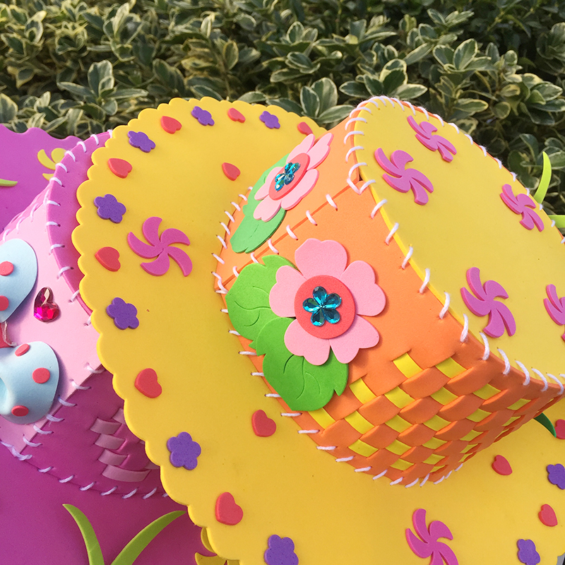 手工手工制制作编织eva帽子儿童diy遮阳帽材料手工创意粘贴类