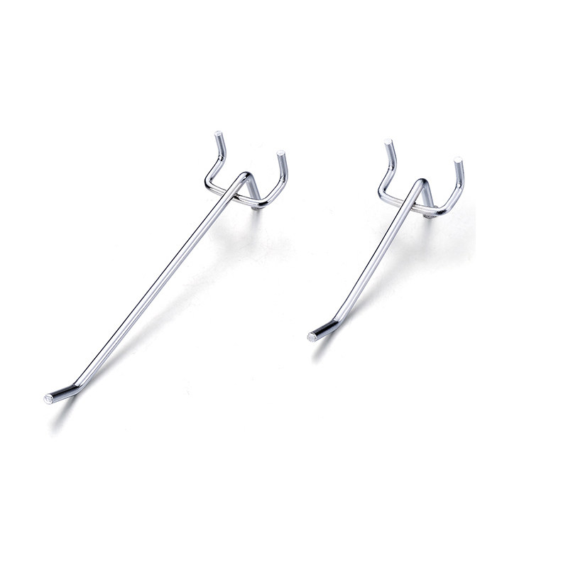 不锈钢色三脚挂钩超市货架挂钩洞板钩双角饰品勾孔板五金配件钩子