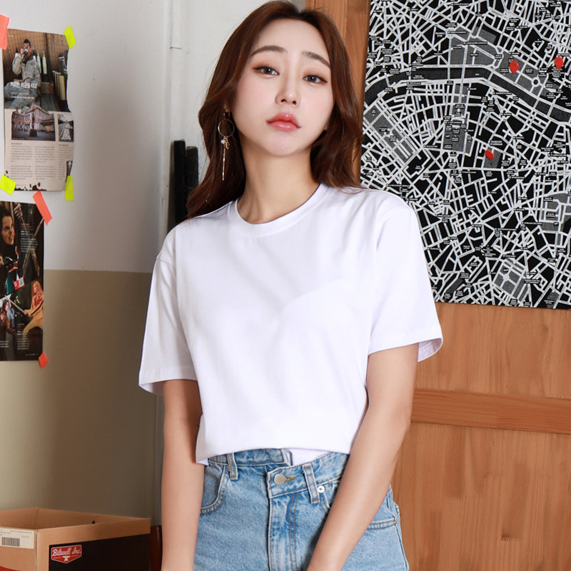 女装2019新款潮t恤女短袖宽松大码学生纯棉泫雅风体桖打底衫上衣