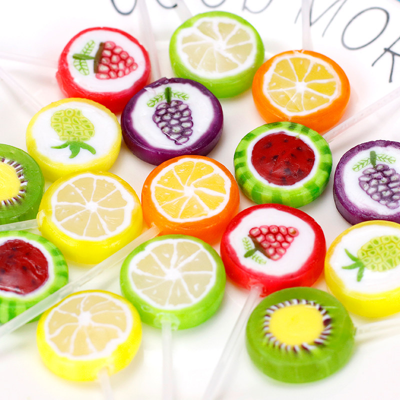 金稻谷水果切片10g100支罐装棒棒糖儿童糖果维生素传统糖果