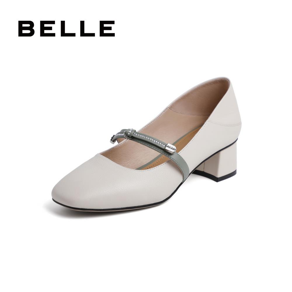 belle百丽2020春新商场同款牛皮皮革玛丽珍皮单单鞋