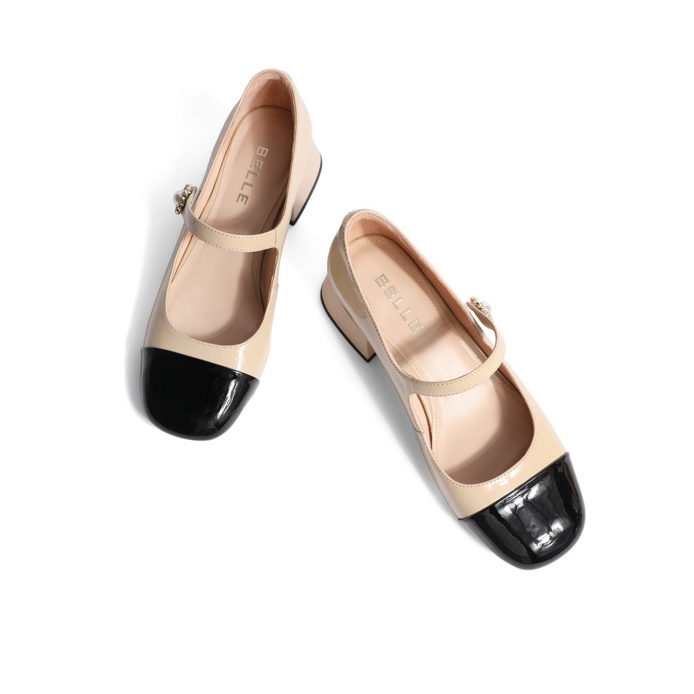 百丽小香风玛丽珍鞋女2022秋季女鞋新款鞋子真皮单鞋