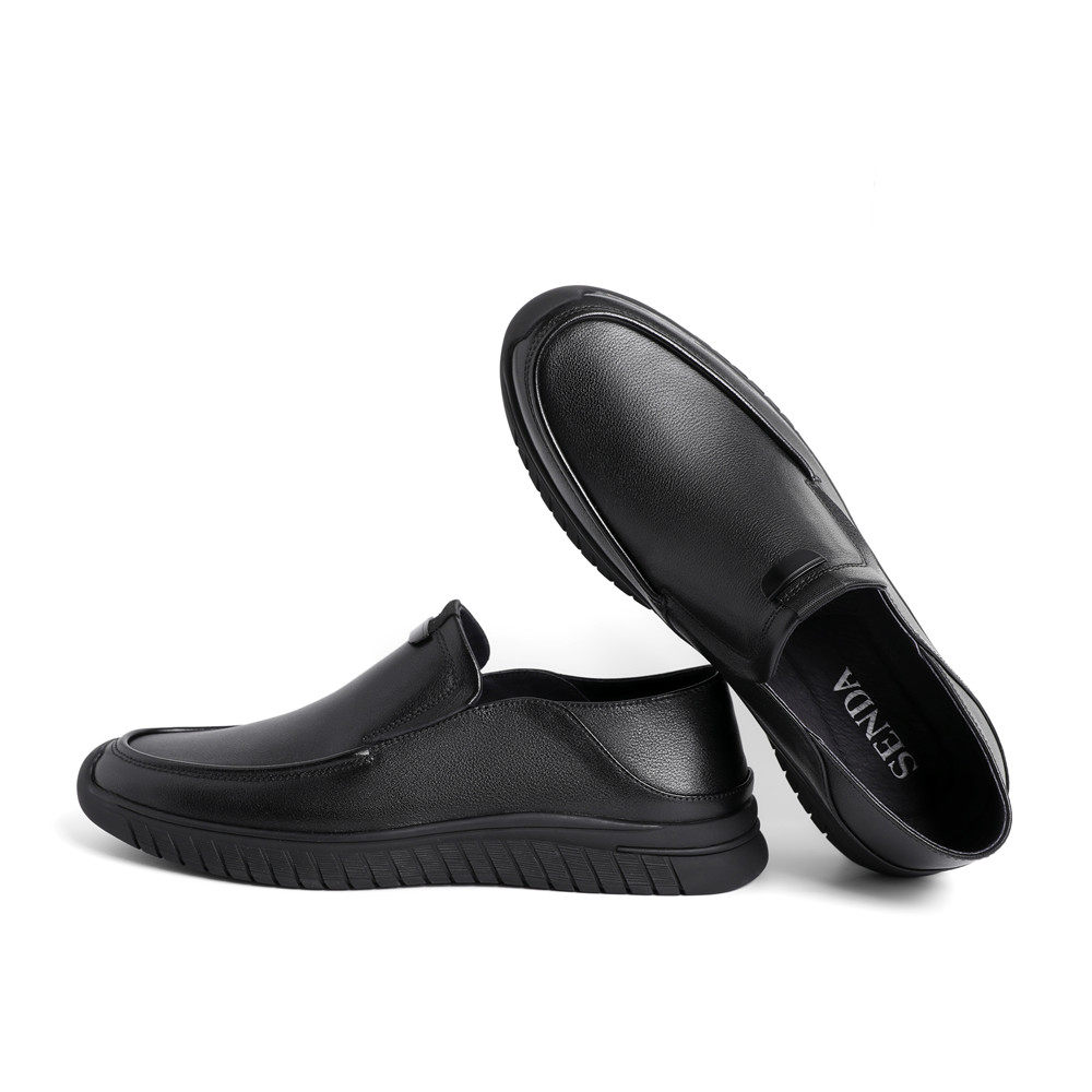 森达2021春季新款商场同款简约一脚蹬男休闲皮鞋1qq18am1