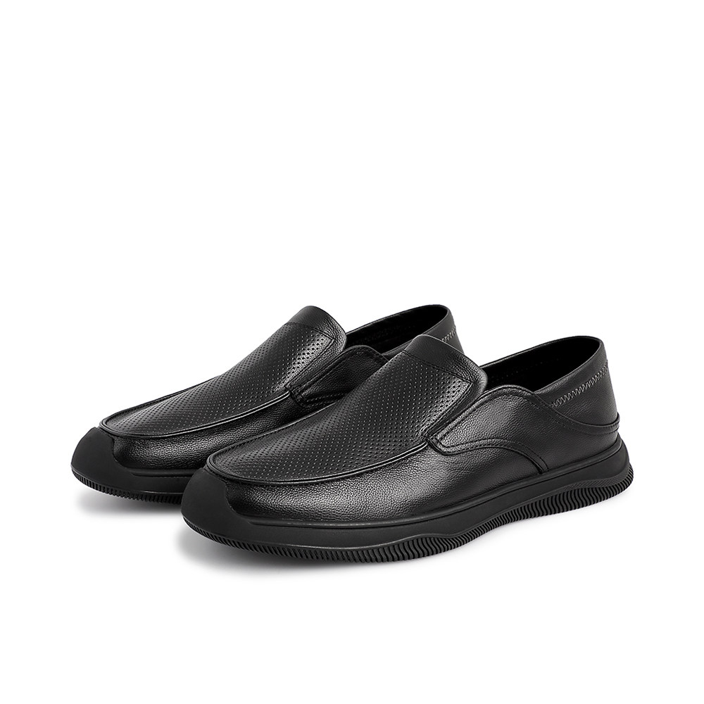 tata他她2021时尚舒适豆豆鞋一脚蹬休闲皮鞋男新vat02bm1