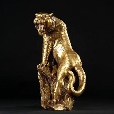 开光铜虎摆件风水铜老虎十二生肖虎工艺品办公室家居