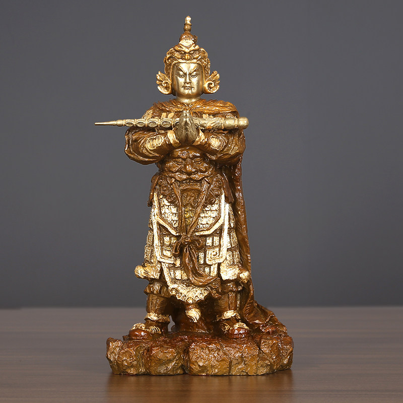 韦陀佛像纯铜伽蓝摆件金刚菩萨护法佛堂工艺品摆件