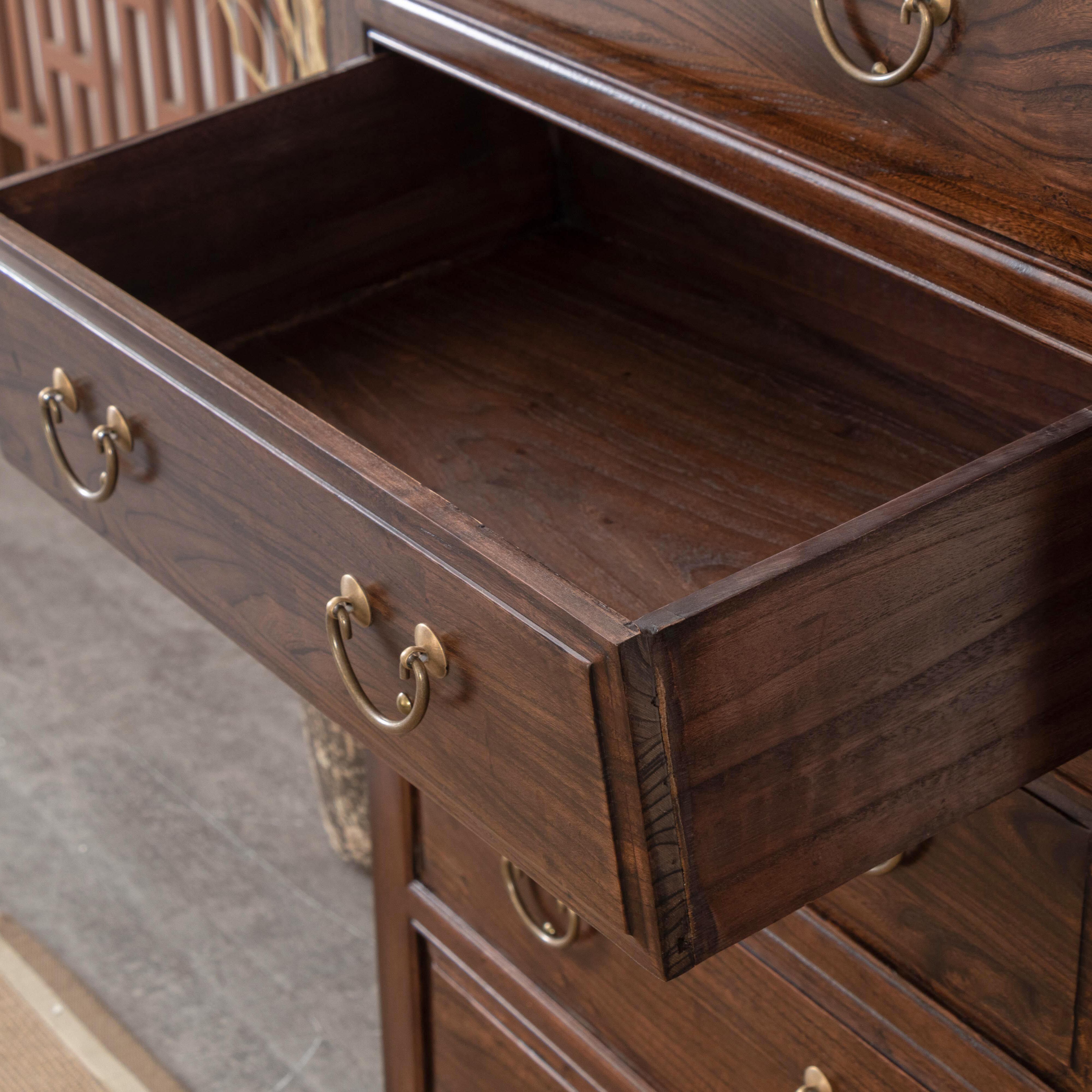 新中式简约收纳卧室客厅储物柜抽屉五斗柜榆木斗柜斗柜