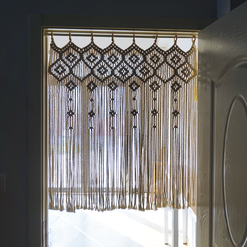 ins手工编织门帘挂毯棉绳材料diy教程隔断门帘