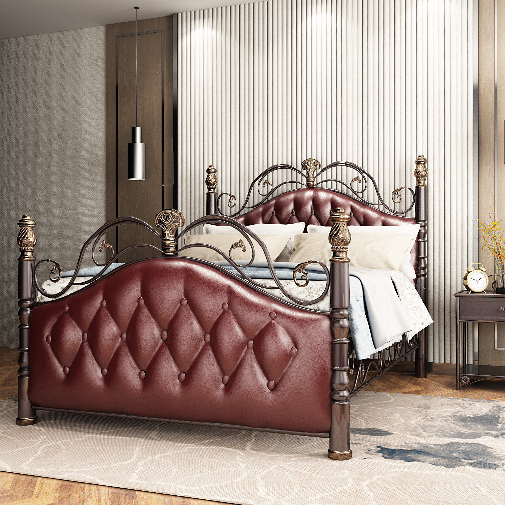 鑫礼豪欧式铁艺复古公主双人床轻奢铁床床架高档铁艺