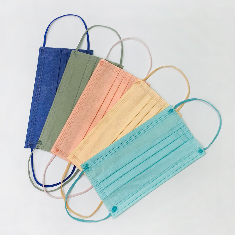 口罩一次性彩色薄荷夏季小清新三层浅色粉嫩透气口罩