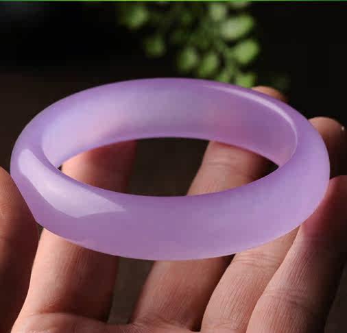 纯天然芙蓉玉粉色玛瑙玉髓手镯女玉镯子少女粉紫水晶玉髓镯子