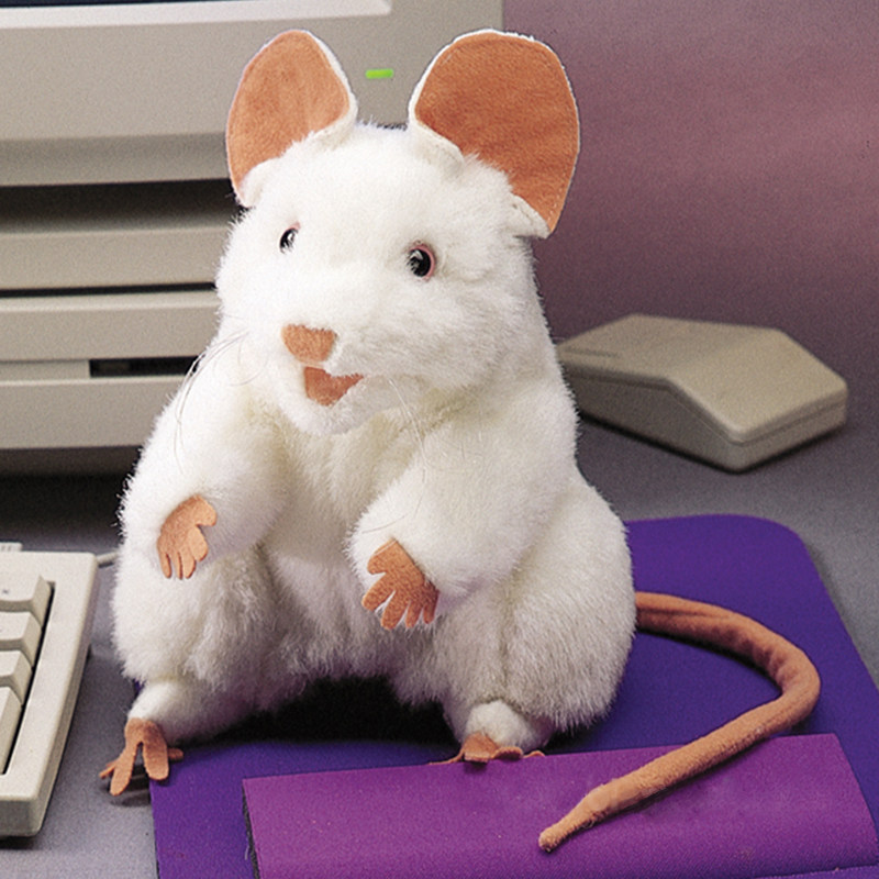 美国folkmanis白鼠手偶玩具可爱老鼠公仔儿童毛绒玩偶鼠年礼物