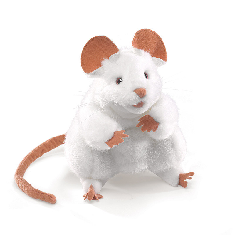 美国folkmanis白鼠手偶玩具可爱老鼠公仔儿童毛绒毛绒布艺类玩具