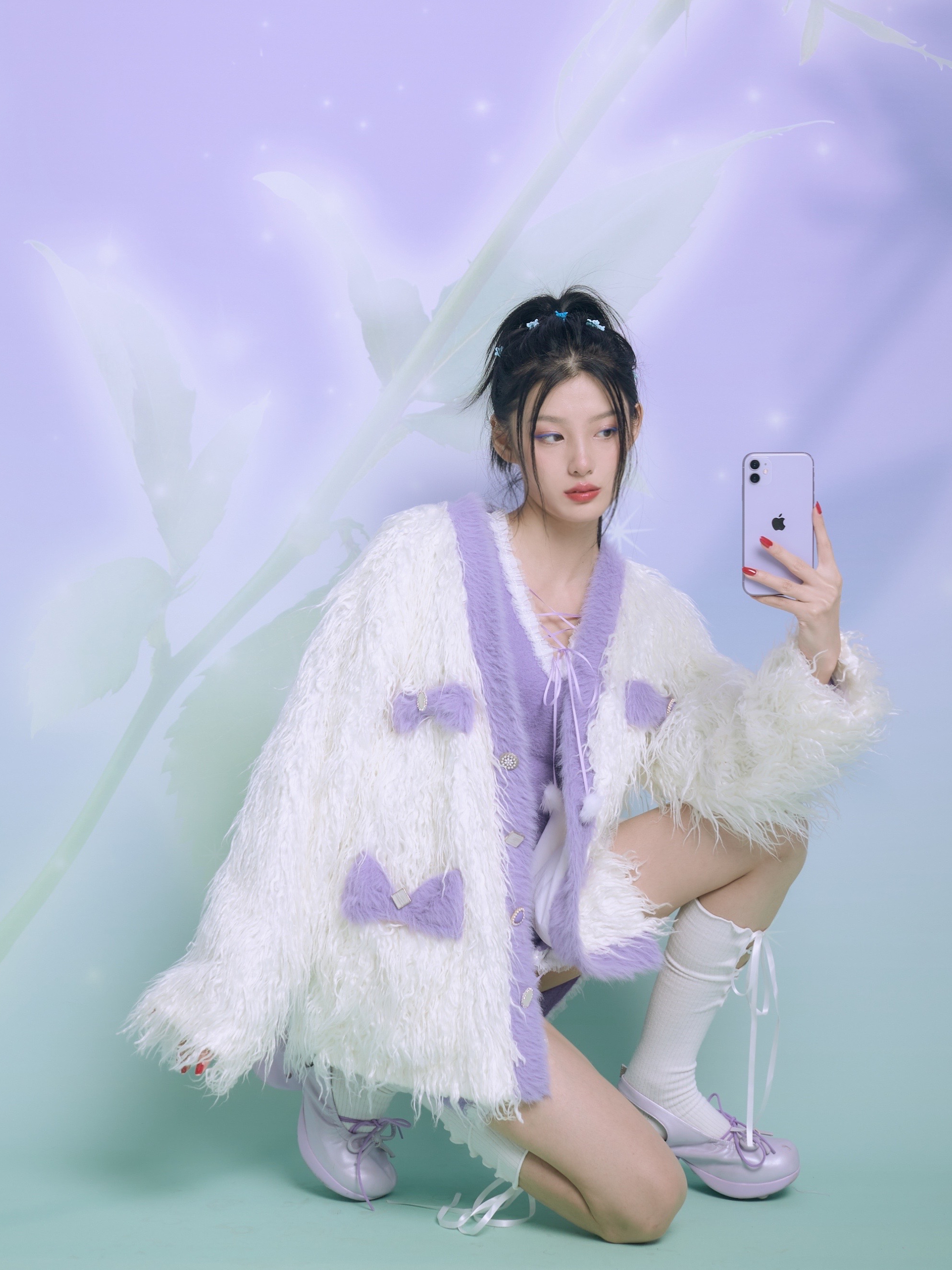 SOS SEAMSTRESS原创设计平行时空遇见你同款蝴蝶结拼接滩羊毛外套