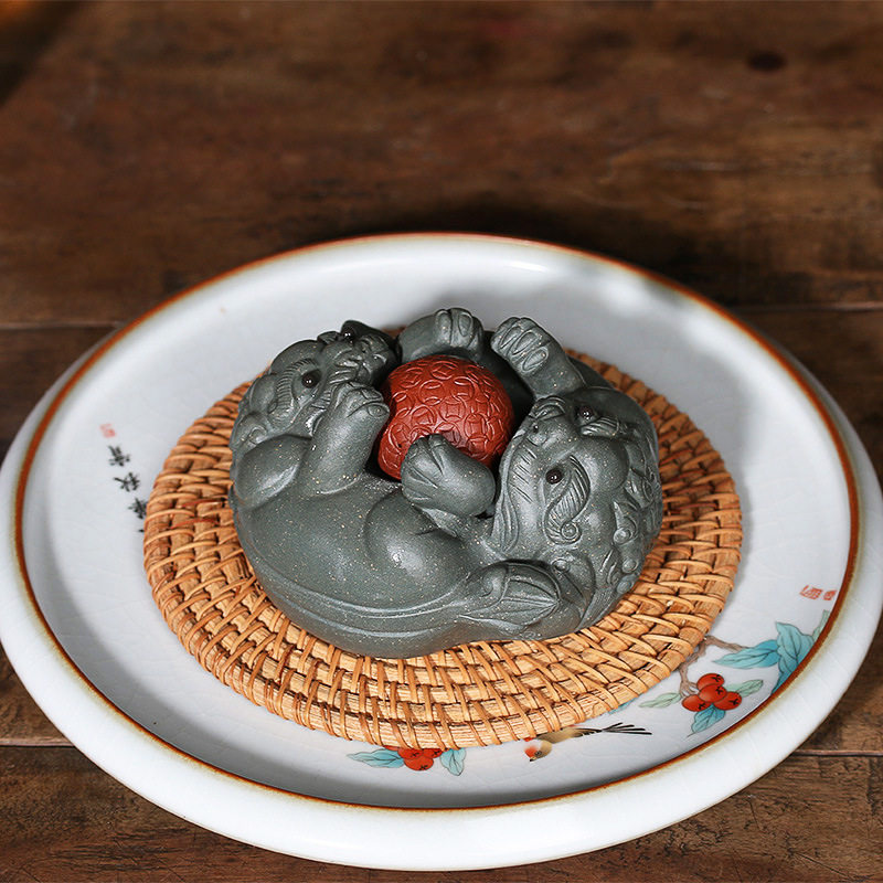 宜兴原矿紫砂茶宠时来运转摆件貔貅茶道茶玩茶具茶宠摆件