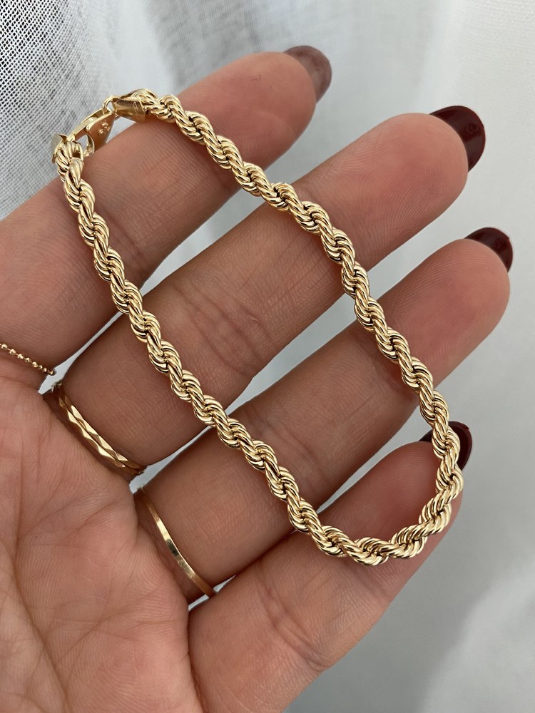 手链手饰素金麻花轻奢厚实重工金手链14k进口手饰
