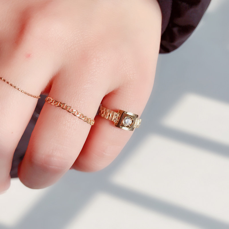 武汉尾戒女指环金指环时尚气质戒指黄金14k韩国手饰