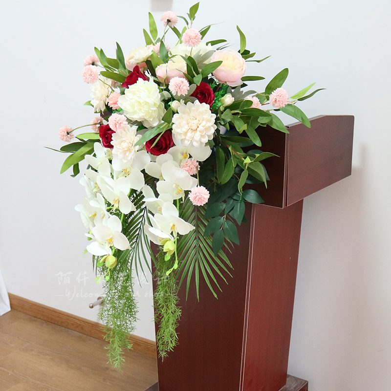 花艺演讲讲台仿真垂吊讲座会议发布会桌花活动仿真花