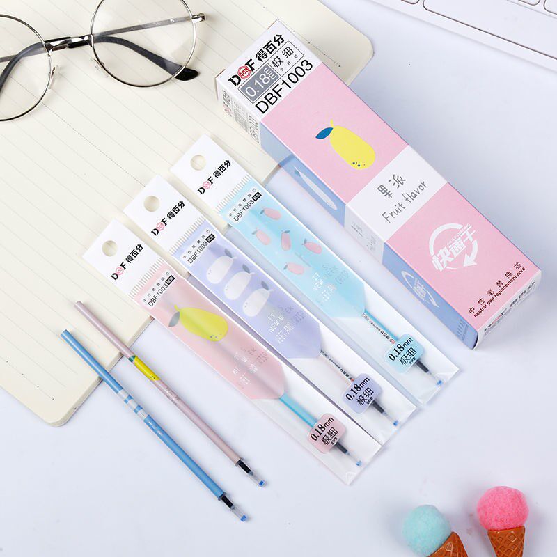 按动笔芯针管超细0.18mm黑色中性学生0.2mm碳素替芯