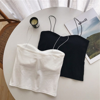 Camisole ສໍາລັບເສື້ອນອກ summer ຂອງແມ່ຍິງ 2023 ສະບັບພາສາເກົາຫຼີໃຫມ່ຕ້ານການ exposure ມີ pads ເຕົ້ານົມ tube ເທິງ temperament vest ສັ້ນ