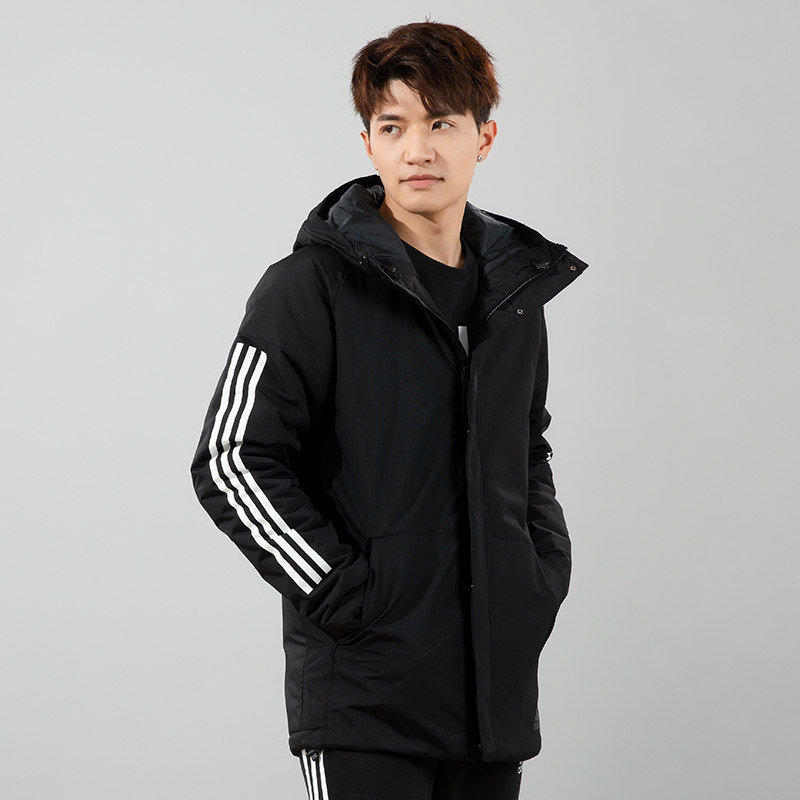 adidas阿迪达斯棉服男装2021冬季新款运动休闲连帽宽松运动棉衣