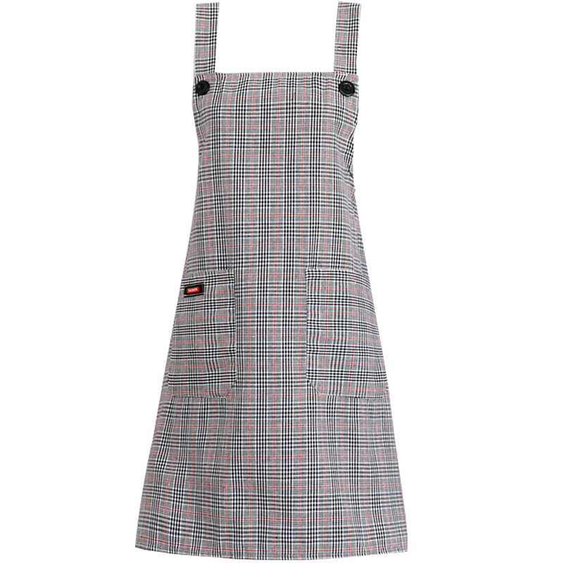 纯棉背带围裙可爱日系家用小格子厨房做饭油污围裙